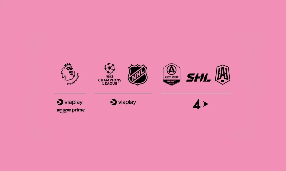 TV-ruutu, jossa urheilulähetyksiä ja eri suoratoistopalveluiden logoja vuonna 2026